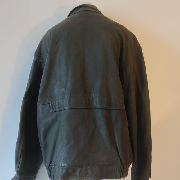 Mens Professional Leather Green Full Zip Leather Jacket Coat XL * - Picture 6 of 14